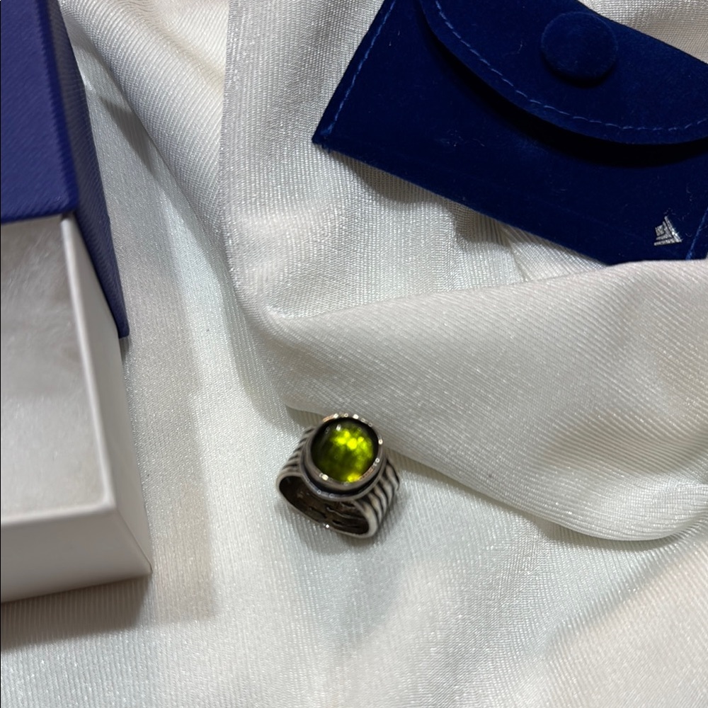 Silpada Silver Ring with Green Stone